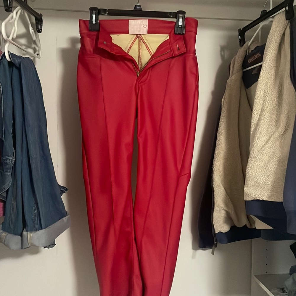 Revive red leather jeans